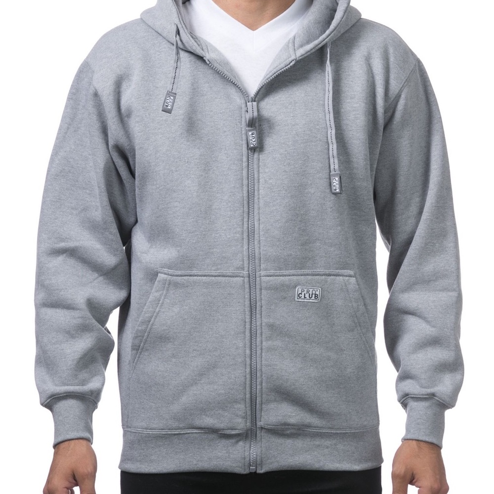 Pro Club Men's Heavyweight Full Zip Fleece Hoodie Color: Heather Gray